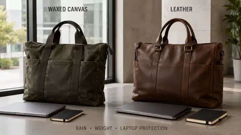 Waxed Kanvas vs Ġilda Laptop Tote Bags: Liema Jaħdem Aħjar għall-Veġġar?